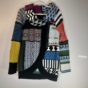 Rare Desigual "Diana" Patchwork Zip Cardigan